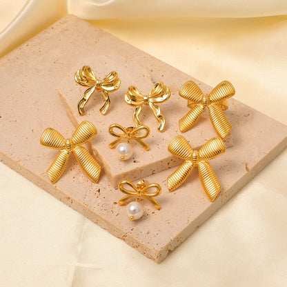 Pendientes Bow Silk con fusión en Oro 18K
