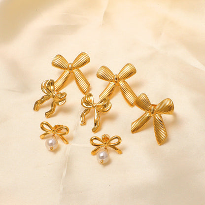 Pendientes Bow Silk con fusión en Oro 18K