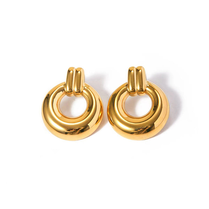 Pendientes Round Ring con fusión en Oro 18K