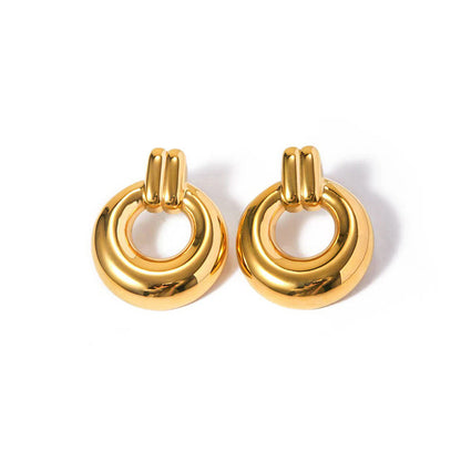 Pendientes Round Ring con fusión en Oro 18K