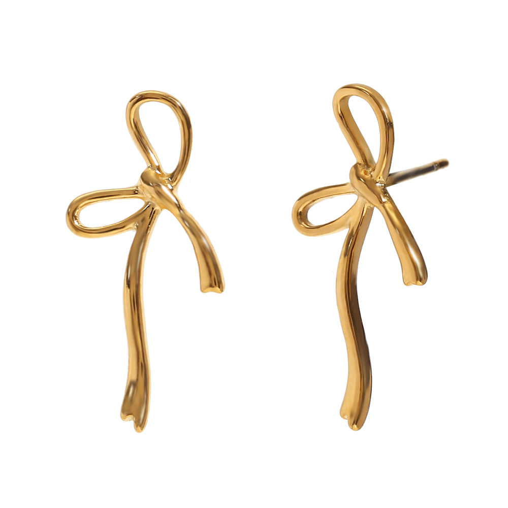 Pendientes Bow Ribbon con fusión en Oro 18K