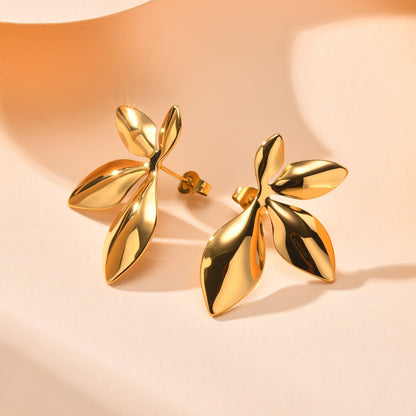 Pendientes Flora con fusión en Oro 18K