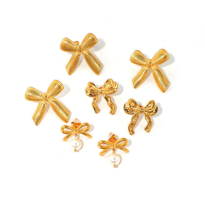 Pendientes Bow Silk con fusión en Oro 18K