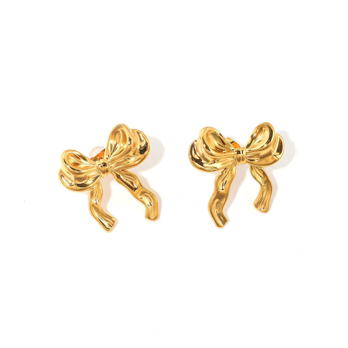 Pendientes Bow Silk con fusión en Oro 18K