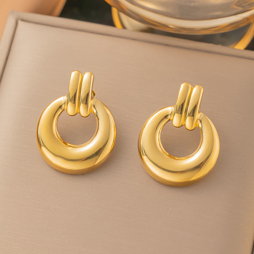 Pendientes Round Ring con fusión en Oro 18K