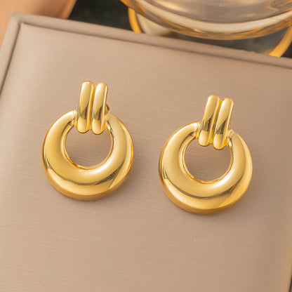 Pendientes Round Ring con fusión en Oro 18K