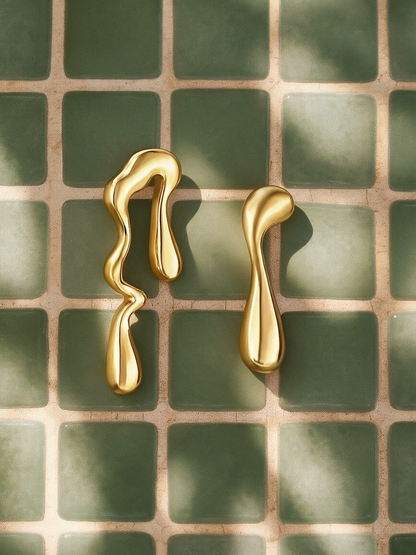 Pendientes Irregular Drop Art con fusión en Oro 18K