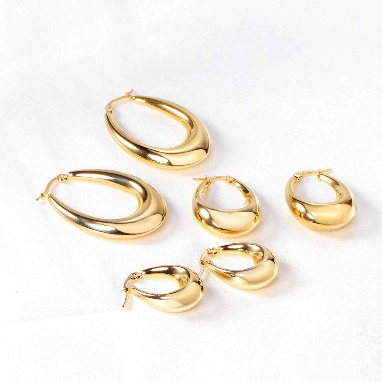 Pendientes Smooth Big Hoops con fusión en Oro 18K