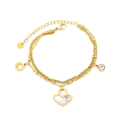 Pulsera Double Layer Heart con fusión en Oro 18K