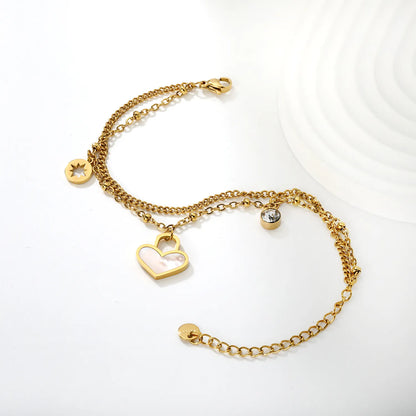 Pulsera Double Layer Heart con fusión en Oro 18K