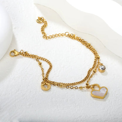 Pulsera Double Layer Heart con fusión en Oro 18K